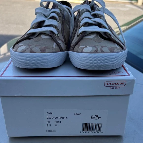 Coach Women's Tan and White Sneakers - Picture 3 of 7